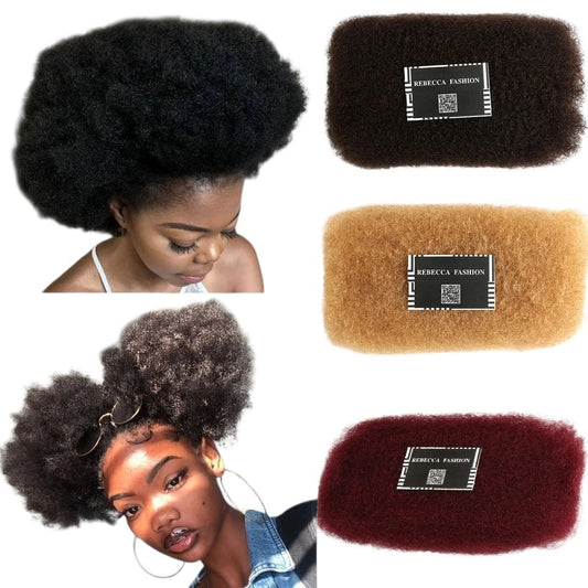 RitzWigs afro kinky curly human hair bundles in various natural shades for braiding and voluminous hairstyles.