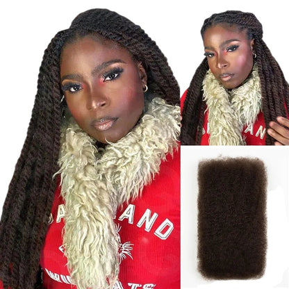 RitzWigs afro kinky curly human hair bulk for braiding, featuring a soft, lightweight texture in a natural brown tone.
