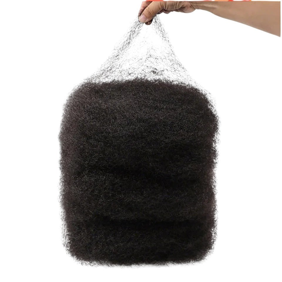 RitzWigs 100% human hair afro kinky bulk for braiding, dreadlocks, and mini twists in a natural dark texture.