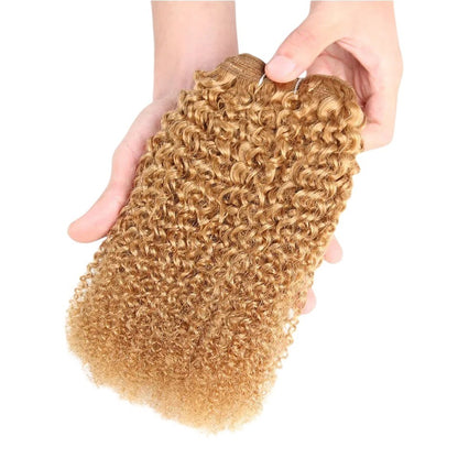 RitzWigs Peruvian human hair bundle with afro kinky wave curly texture in a golden brown 27 colour shade