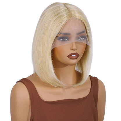 RitzWigs blonde straight bob human hair wig with lace front on a mannequin head