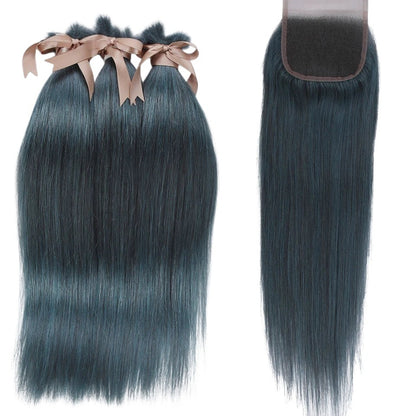 RitzWigs Brazilian straight Remy human hair bundles in S blue with matching lace closure