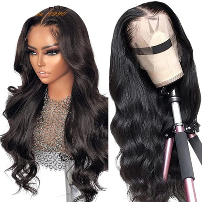 RitzWigs body wave human hair lace front wig with pre-plucked hairline and natural dark brown Brazilian Remy hair