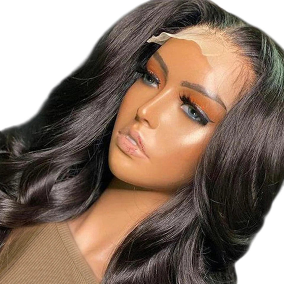 RitzWigs body wave human hair lace front wig on a mannequin with pre-plucked hairline and transparent lace