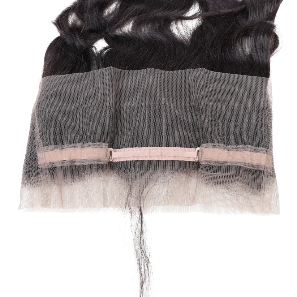 RitzWigs body wave 360 lace frontal closure made of Brazilian human hair with transparent Swiss lace base