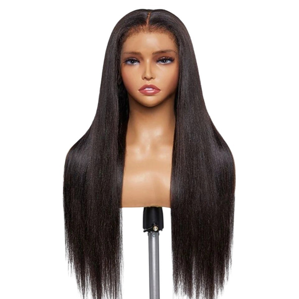 RitzWigs bone straight human hair lace front wig on a mannequin head with a natural transparent lace hairline