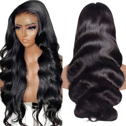 RitzWigs Brazilian body wave human hair wig with transparent lace front and pre-plucked natural hairline