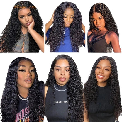 RitzWigs Brazilian deep wave human hair bundles with lace closure worn by models with long curly dark hair