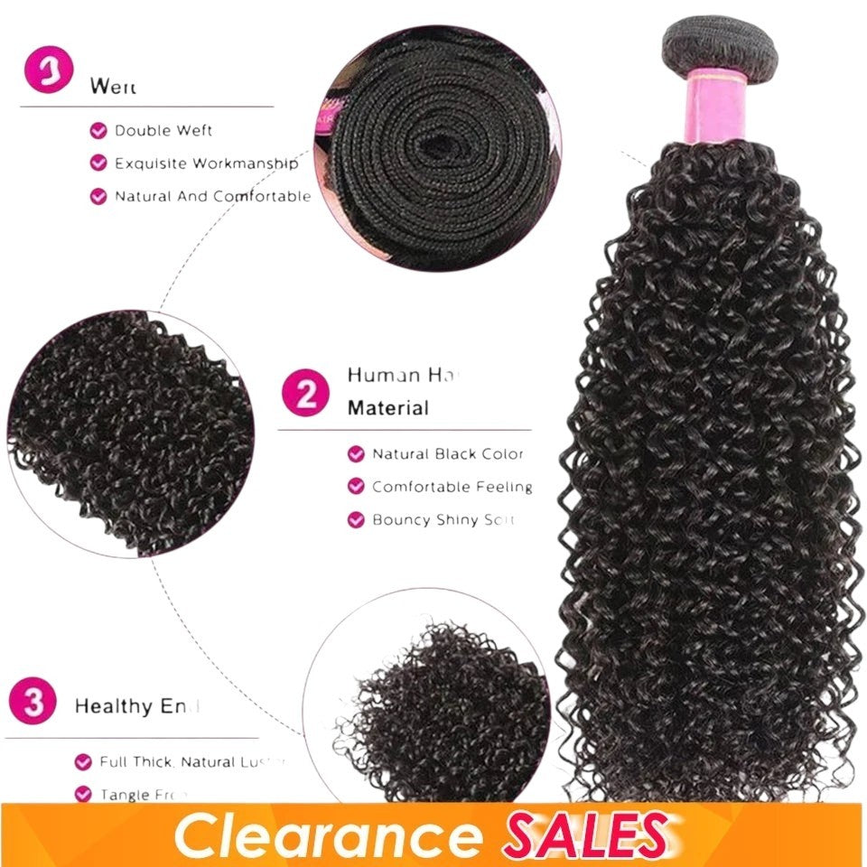 RitzWigs Brazilian kinky curly human hair bundle with machine double weft, natural black colour and bouncy texture.