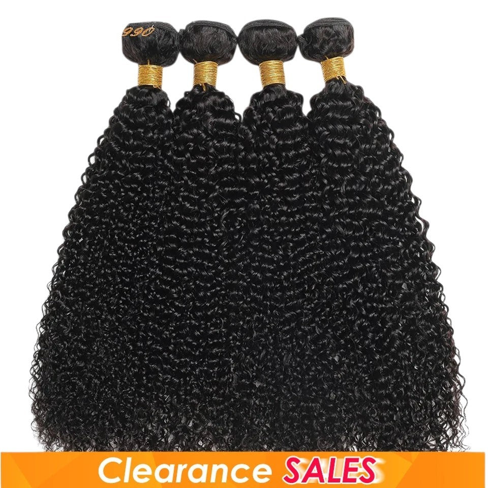 RitzWigs Brazilian kinky curly human hair bundles with machine double weft in natural black texture.