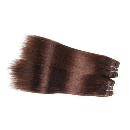 RitzWigs Brazilian straight human hair weave bundles in a rich brown shade for sew-in application