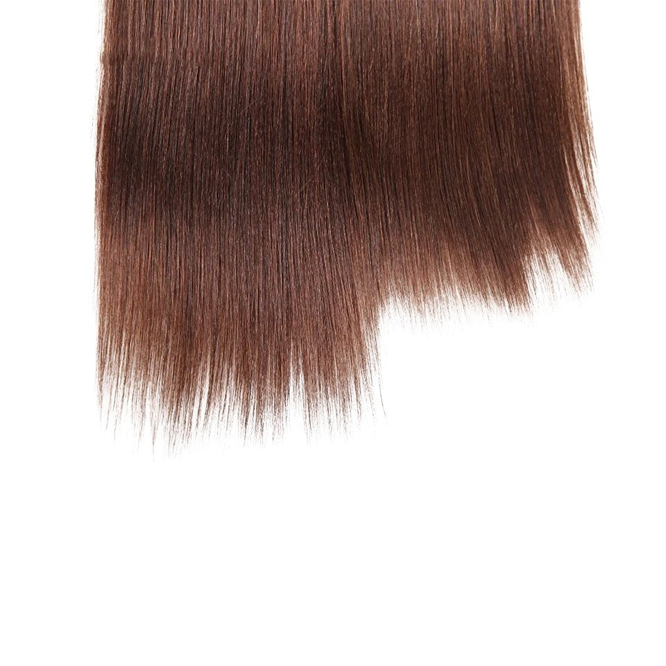 RitzWigs Brazilian straight human hair weave bundles in a rich brown shade for sew-in application