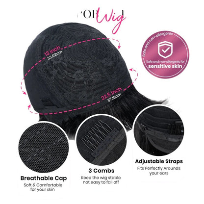 RitzWigs breathable black wig cap with adjustable straps, three combs, and inner mesh for a secure, comfortable fit.