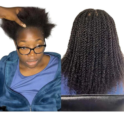 RitzWigs brown afro kinky curly human hair bulk for braiding and dreadlocks shown on a model