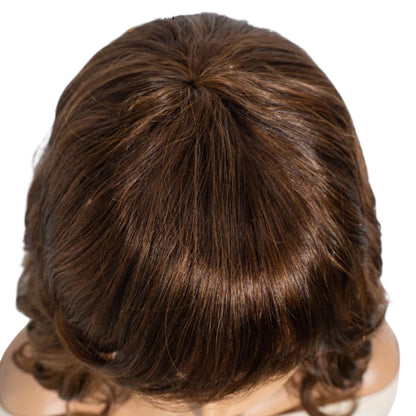 RitzWigs brown body wave human hair bob wig with natural scalp detail and soft texture