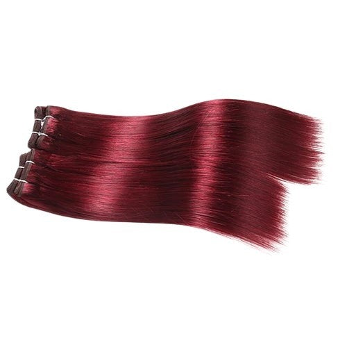 RitzWigs burgundy straight human hair weave bundles for sew-in application