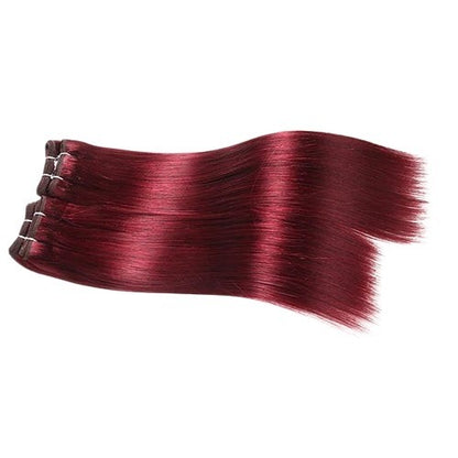RitzWigs burgundy straight human hair weave bundles for sew-in application