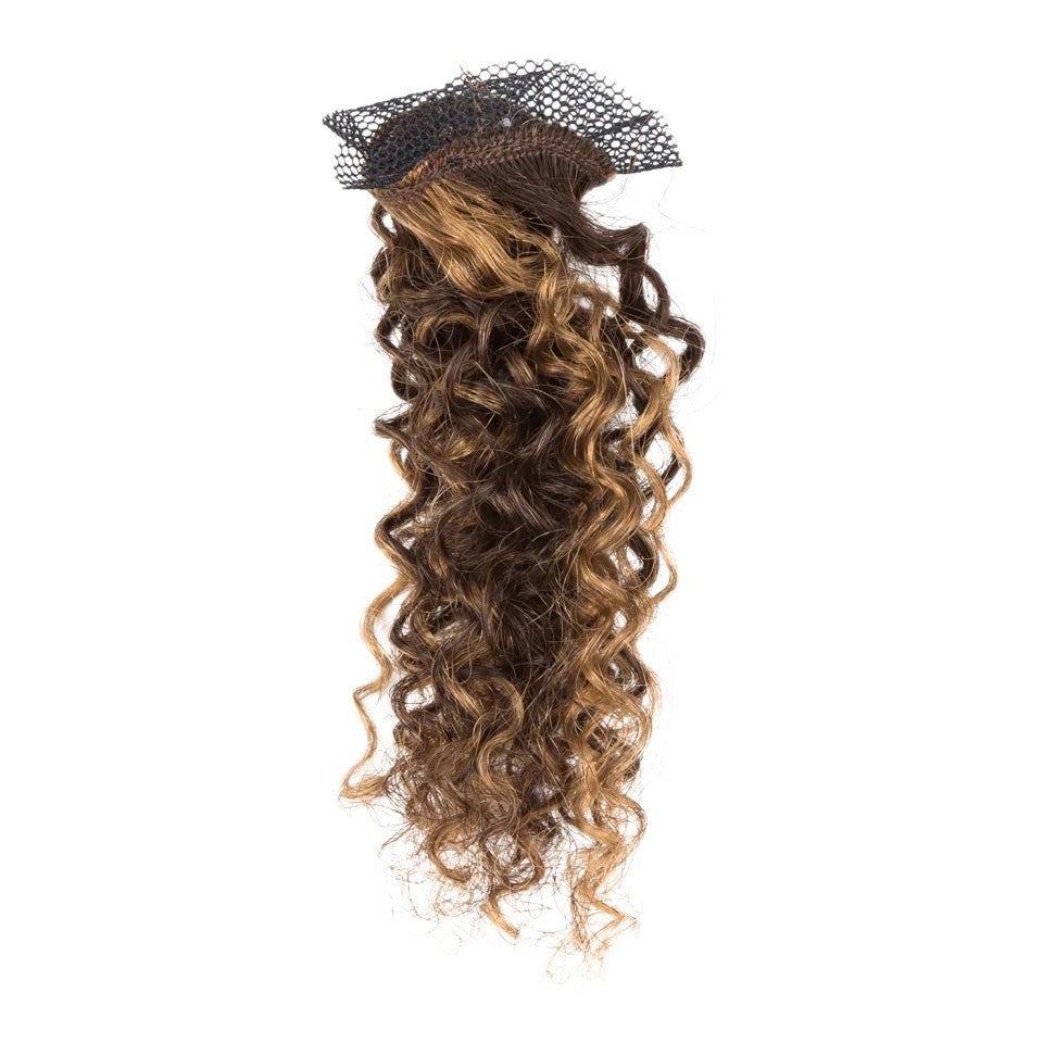 RitzWigs 6-inch kinky curly human hair weave bundle in P4/27 highlight colour with a mesh attachment
