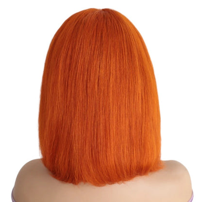 RitzWigs ginger orange straight short bob human hair wig viewed from the back