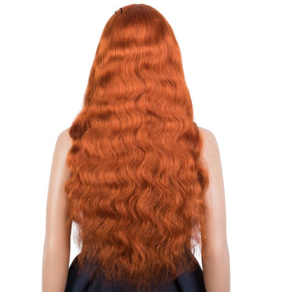 RitzWigs ginger orange wavy human hair wig shown from the back on a mannequin