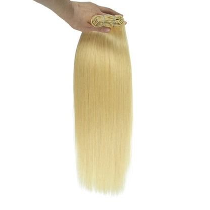 RitzWigs honey blonde 613 straight human hair weave bundle with machine double weft for hair extensions