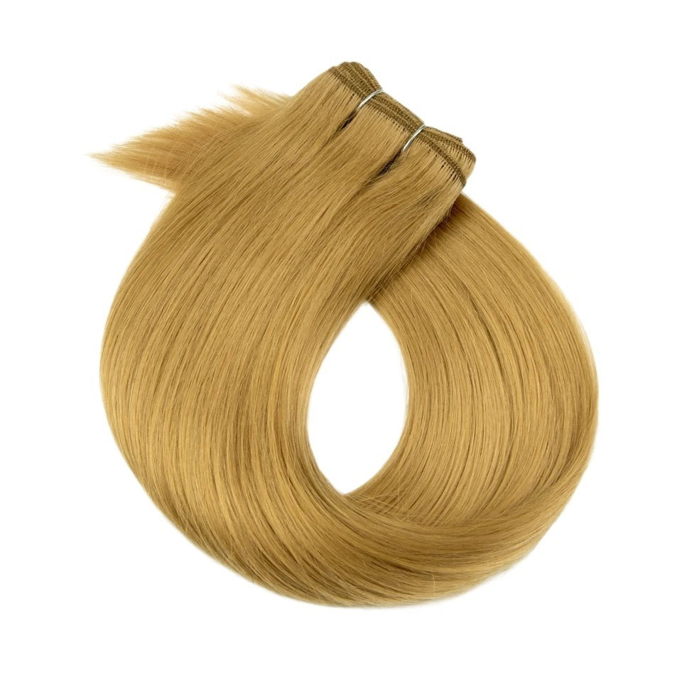 RitzWigs honey blonde straight human hair weave bundle with machine double weft for hair extensions