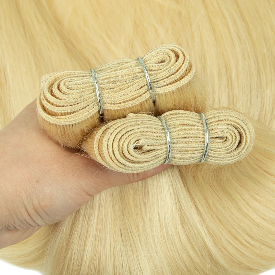 RitzWigs honey blonde 613 straight Remy human hair weave bundles with machine double weft construction