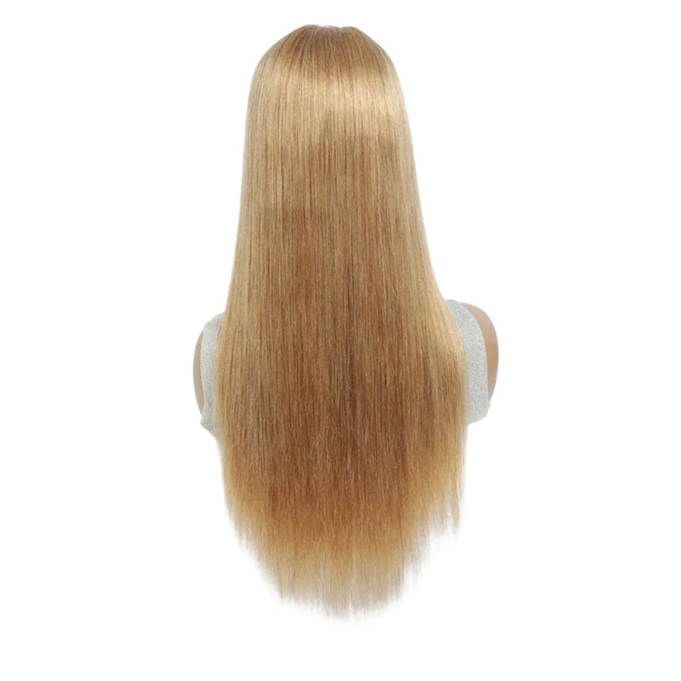 RitzWigs honey blonde straight Brazilian Remy human hair wig viewed from the back