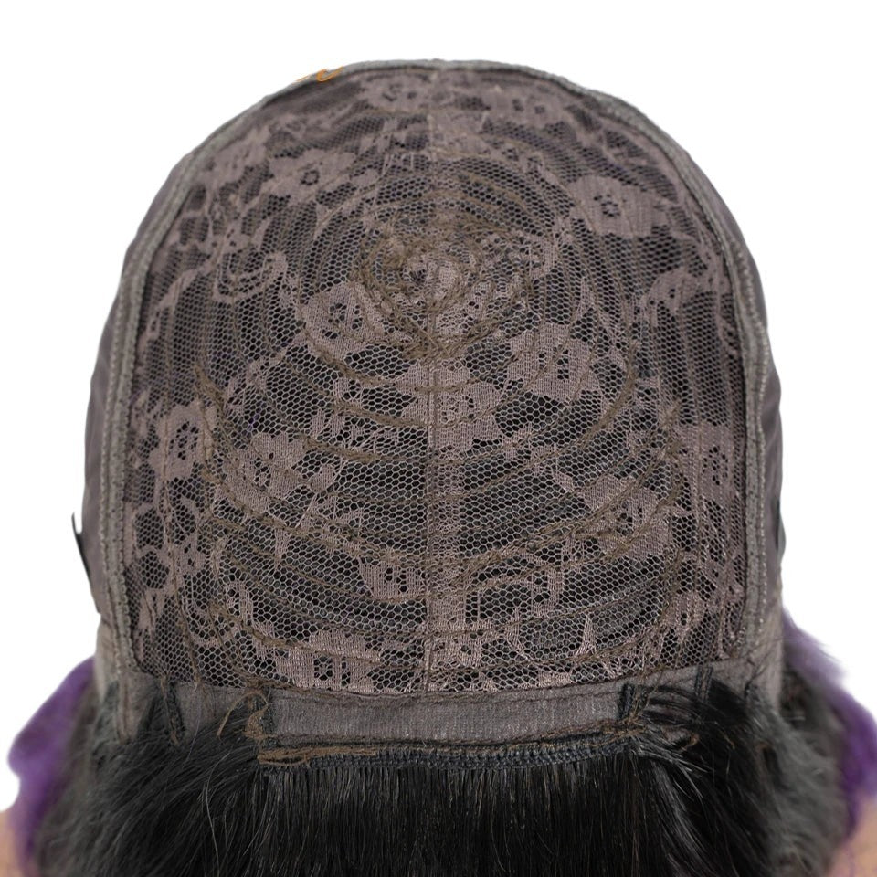 RitzWigs interior view of a machine-made Brazilian human hair wig cap with adjustable straps and breathable lace lining