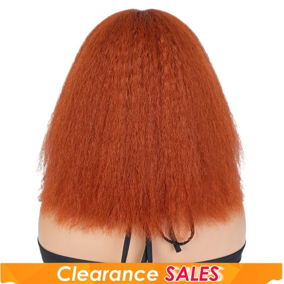 RitzWigs kinky straight human hair bob wig in auburn P1B/30 colour on a mannequin head