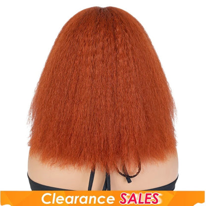 RitzWigs kinky straight human hair bob wig in auburn P1B/30 colour on a mannequin head