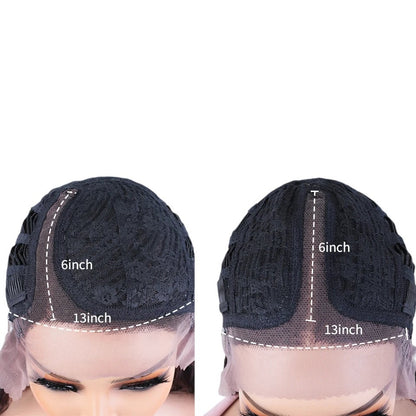 RitzWigs 13x6 inch lace front wig cap construction showing side part and middle part options on transparent lace