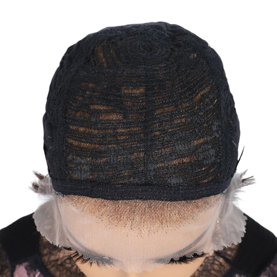RitzWigs lace front wig cap construction showing Swiss lace base and breathable mesh interior for comfortable fit