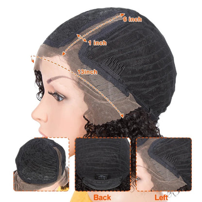 RitzWigs lace front wig cap construction showing 13x1 inch transparent lace, adjustable straps, and inner mesh lining.