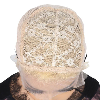 RitzWigs 13x1 lace front wig cap construction with light brown Swiss lace and breathable mesh interior