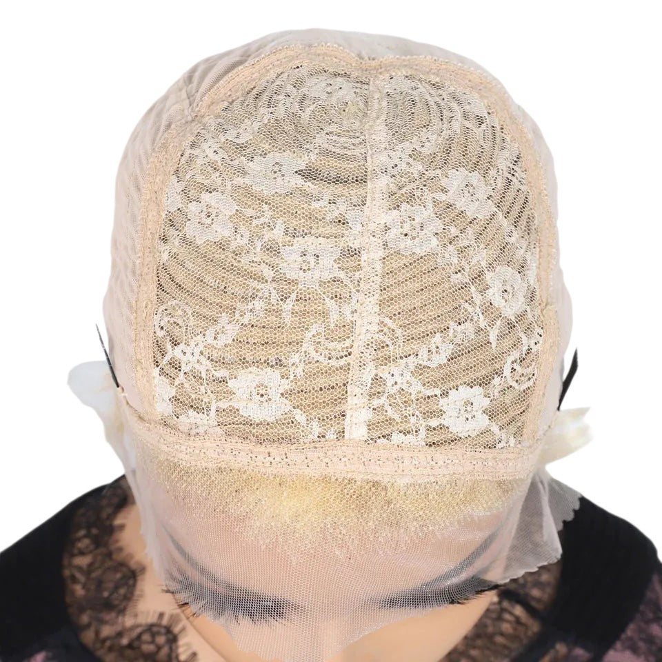 RitzWigs 13x1 lace front wig cap construction with light brown Swiss lace and breathable mesh interior