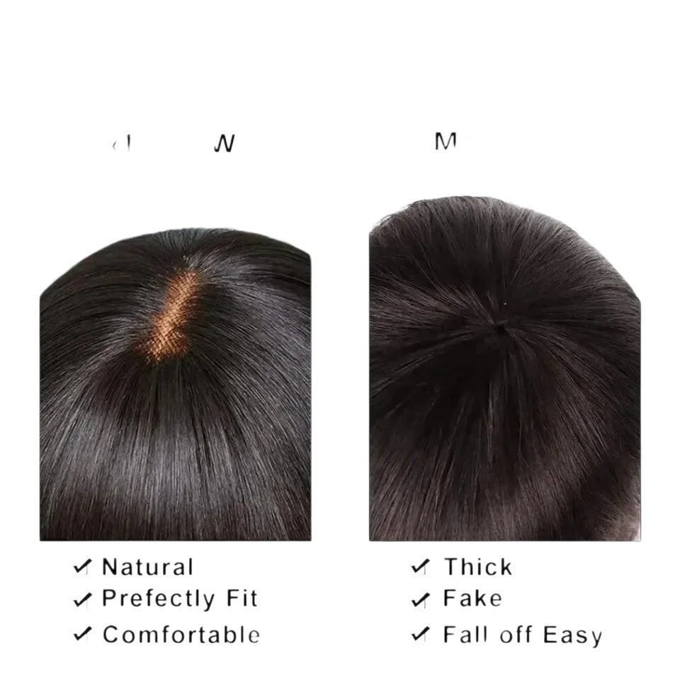 RitzWigs comparison showing a 3x1 lace human hair wig versus a full machine-made wig for natural fit and comfort