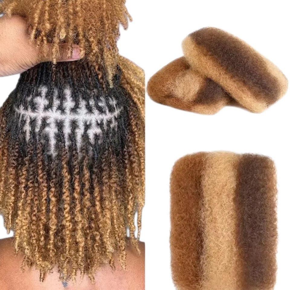 RitzWigs mixed brown M4/30 afro kinky bulk human hair for dreadlock extensions and DIY braiding styles
