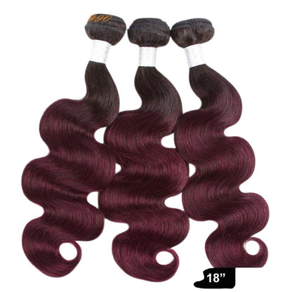 RitzWigs Rebecca fashion ombre burgundy body wave Brazilian Remy human hair bundles with dark roots
