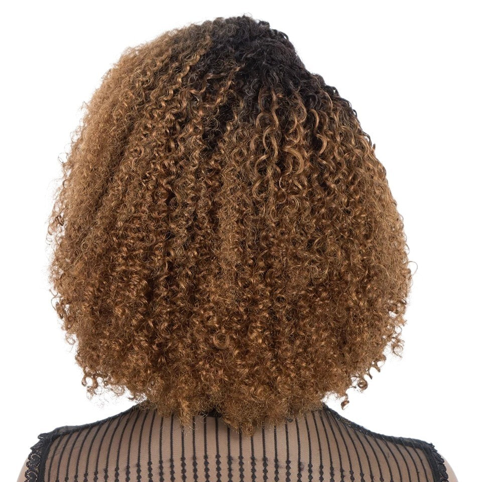 RitzWigs ombre T1B/30 afro kinky curly human hair bob wig with a voluminous textured style