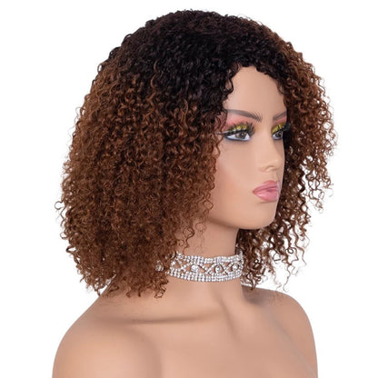 RitzWigs ombre kinky curly human hair bob wig with bangs on a mannequin head