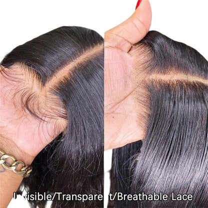 RitzWigs Rebecca body wave human hair wig featuring pre-plucked hairline and invisible transparent HD lace front