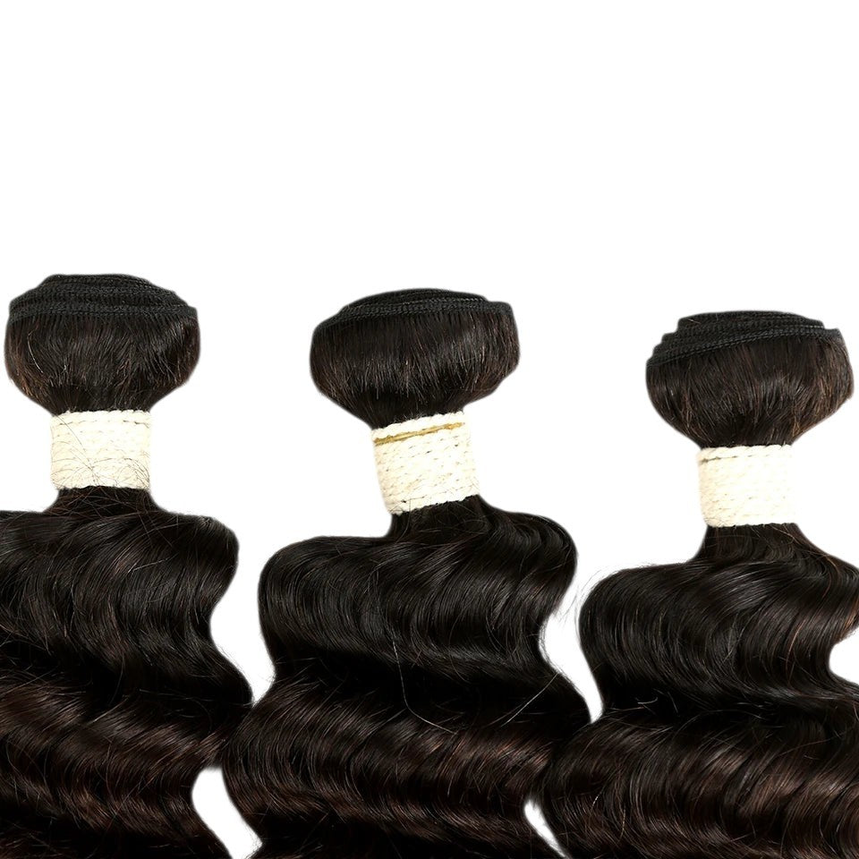 RitzWigs Rebecca fashion Peruvian Remy human hair bundles with a deep wave texture and machine double weft construction.