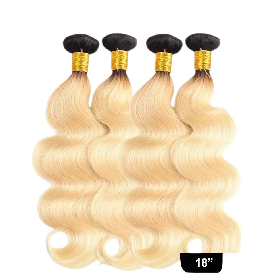 RitzWigs Rebecca fashion ombre body wave Brazilian Remy human hair bundles in 1B and 613 blonde tones