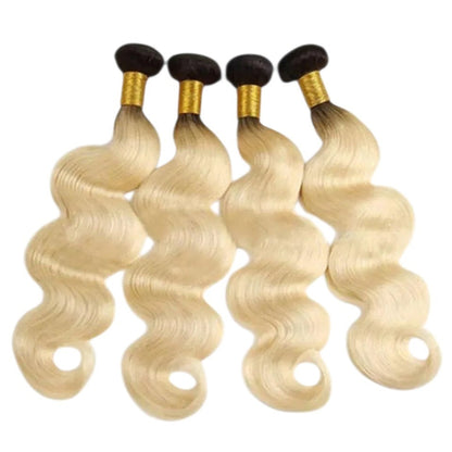 RitzWigs Rebecca fashion ombre Brazilian body wave human hair bundles with dark roots and blonde ends