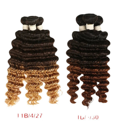 RitzWigs Rebecca ombre Brazilian deep wave human hair bundles in T1B/4/27 and T1B/4/30 two-tone colours