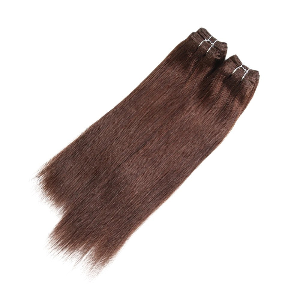 RitzWigs Rebecca Youth brown straight human hair weave bundles for sew-in application