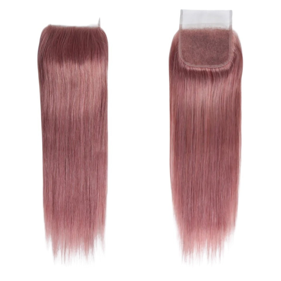 RitzWigs 4x4 straight red human hair lace closure with transparent Swiss lace and pre-plucked hairline
