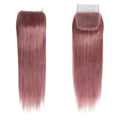 RitzWigs 4x4 straight red human hair lace closure with transparent Swiss lace and pre-plucked hairline