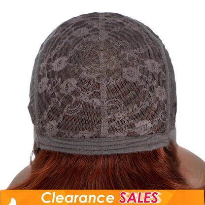 RitzWigs reddish brown human hair bob wig showing the interior lace cap construction on a mannequin head